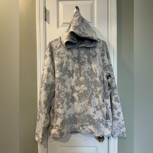 Lululemon City Sweat Pullover Hoodie Marble Dye Grey White Size L